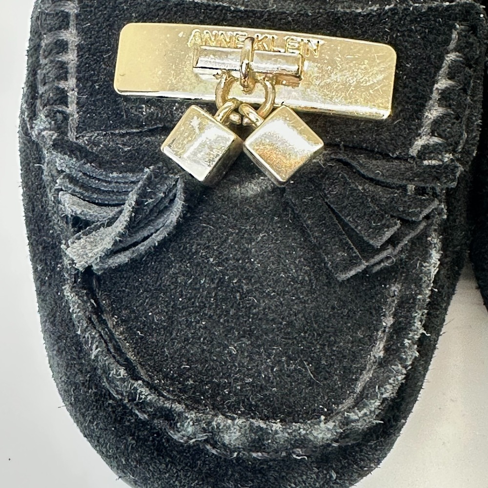 Anne Klein iflex Black Suede Moccasin Loafer Akoates Tassel Flat Shoes Size 6.5M - Picture 6 of 13